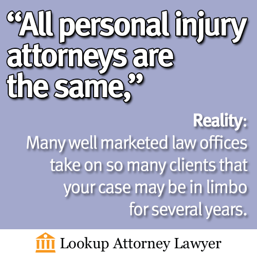 Many well marketed law offices take on so many clients that your case may be in limbo for several years.